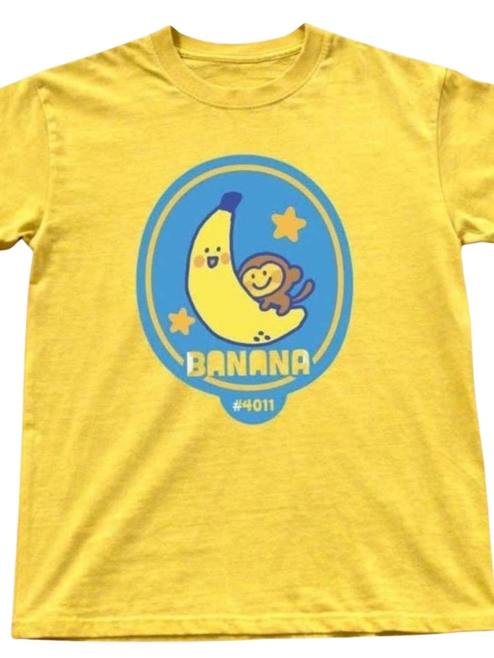 Gildan Yellow Banana & Monkey Graphic Short Sleeve Tee